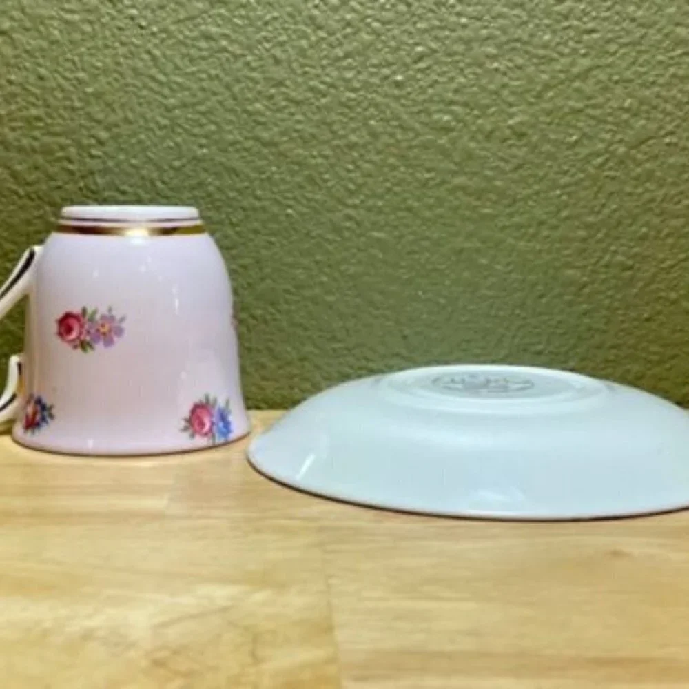 Colclough Pink Floral/Flower Longston England Vintage Genuine Bone China w/Gold.